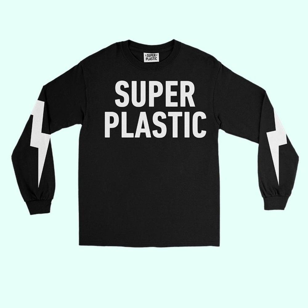 SUPERPLASTIC L/S Lighting Bolt Tee - Blk KIDROBOT